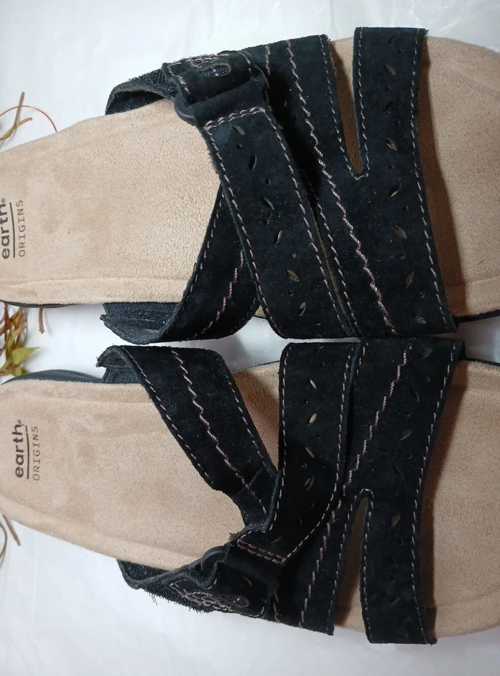 Earth Origins Black Suede Slide Sandals